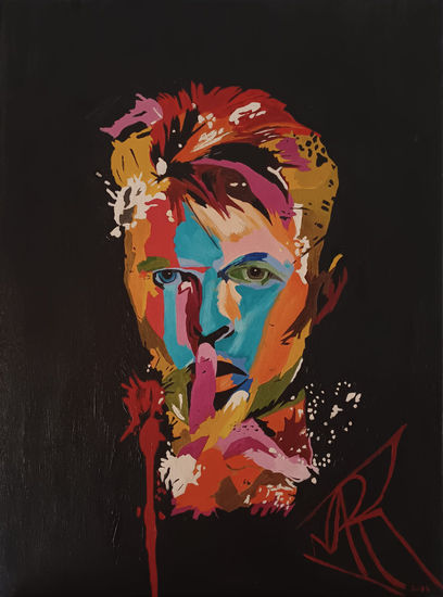 Bowie Pop Art IX Óleo Lienzo Retrato