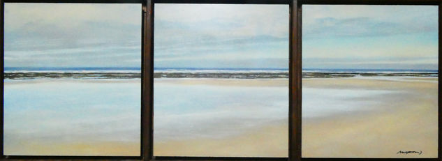 Invierno en Playa Cortadura Oil Panel Marine Painting