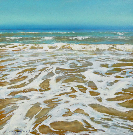 Orilla en playa La Barrosa Oil Panel Marine Painting