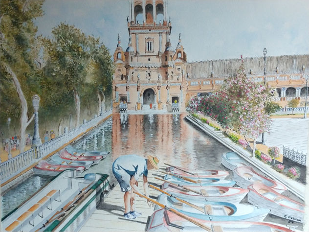 Plaza de España.torre norte.preparanfo los botes "