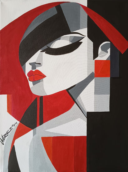 Passion And Elegance In Red And Black Óleo Lienzo Figura