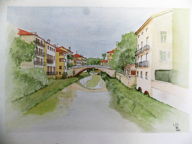 PONTE SAN MICHELE SOPRA IL RETRONE Watercolour Paper Landscaping