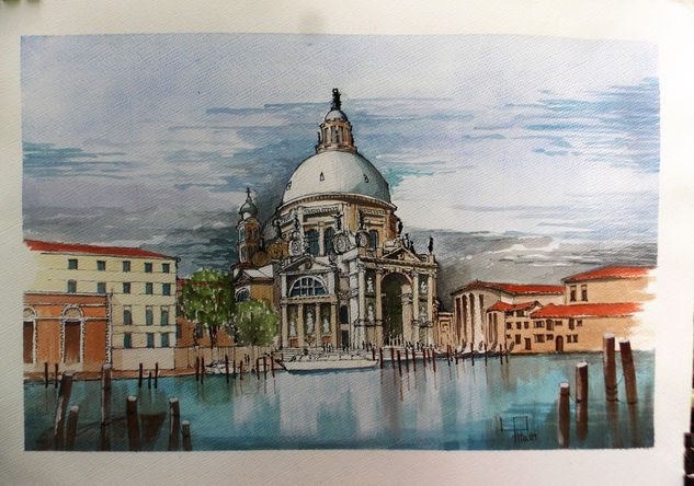 IGLESIA DE SANTA MARIA DE LA SALUTE Watercolour Paper Landscaping