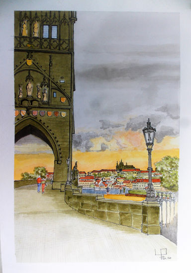 KARLUV MOST PRAHA Watercolour Paper Landscaping