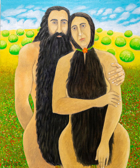 "Adam and Eve" Óleo Lienzo Desnudos