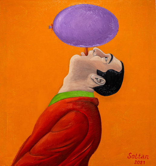 "Balloon Man" Óleo Lienzo Retrato