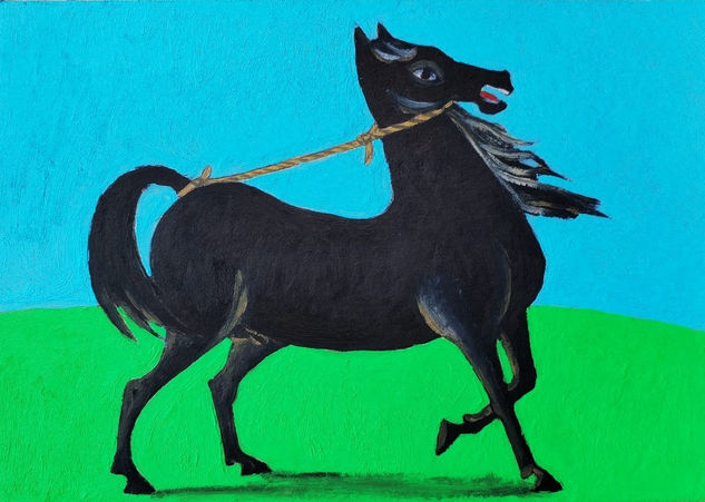 "Punished Horse" Oil Card Animals