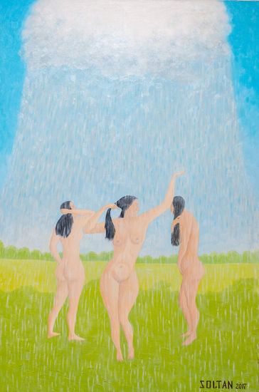 “The women having bath under the clouds” Oil Canvas Nude Paintings