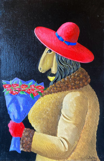 "Hatted" Oil Canvas Animals