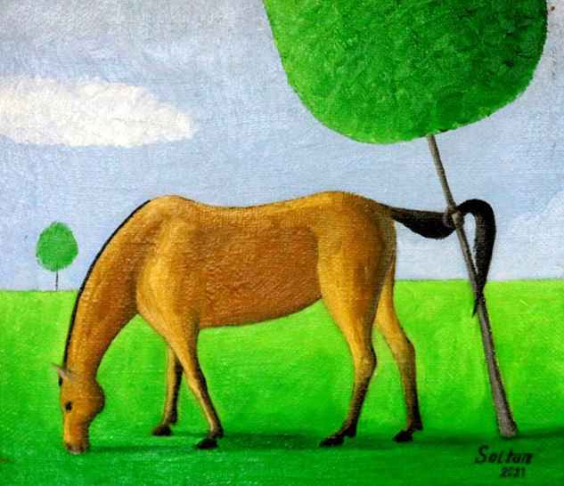 "Tail Trap" Oil Canvas Animals