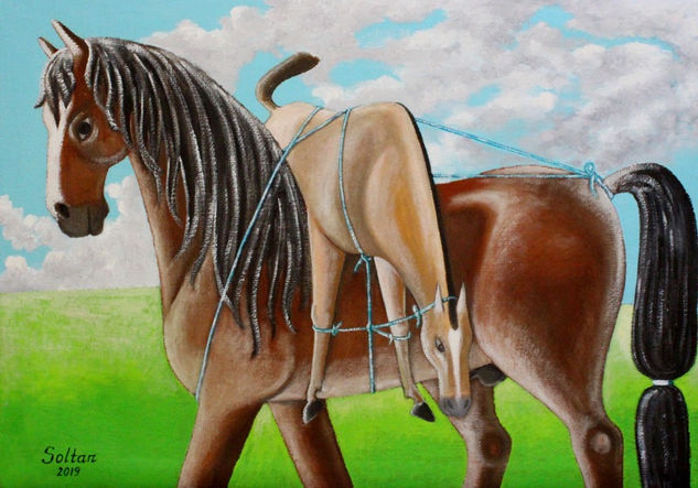 "Horse loaded with horse" Oil Canvas Animals