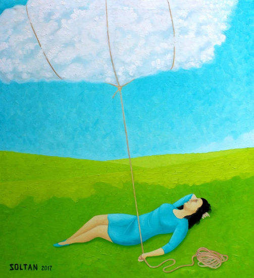 “The woman with the cloud” Oil Canvas Figure Painting