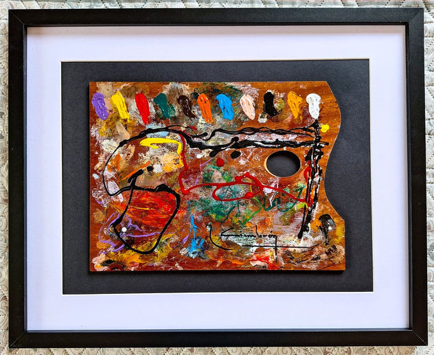 " Paleta del pintor R.Cimbrón decorada con abstracto "
