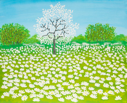 Spring meadow with...