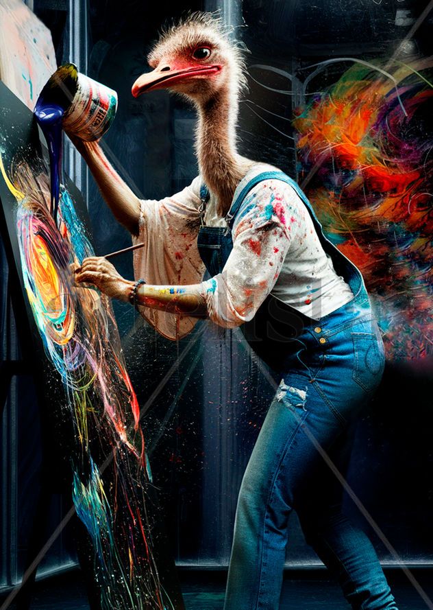 Humanoid Artist Ostrich