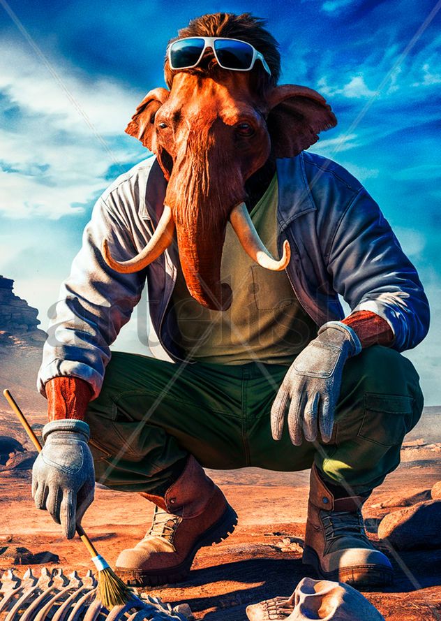 Humanoid Paleontologist Mammoth