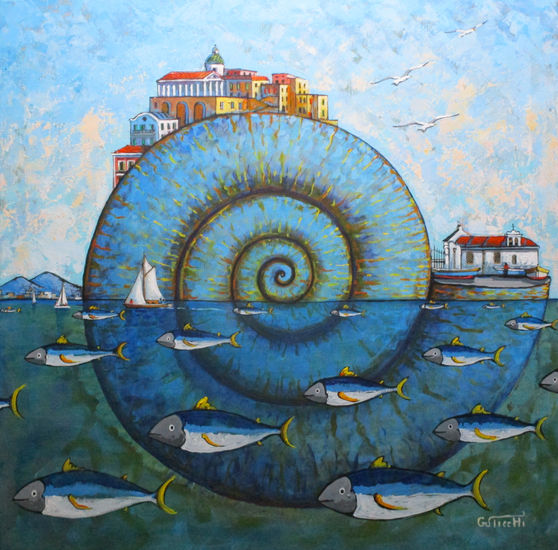 Pozzuoli è Acrylic Textile Marine Painting