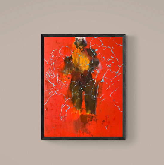 Red Abstract Acrylic Canvas Nude Paintings