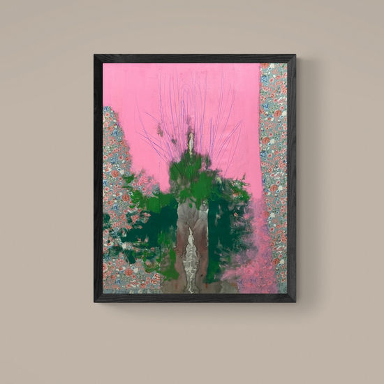 Abstract Trees Media Mixta Tela Floral