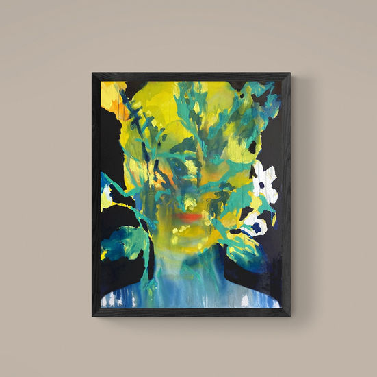 Flowers in dark blue Media Mixta Lienzo Figura