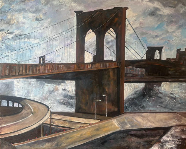 New York. Puente de Brooklyn Oil Canvas Landscaping