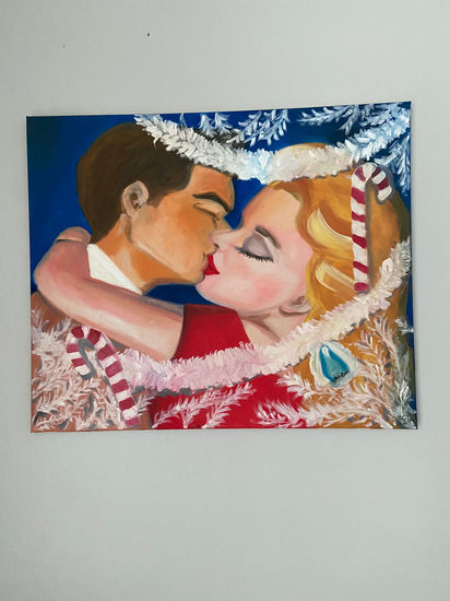 Christmas kiss Oil Canvas Figure Painting