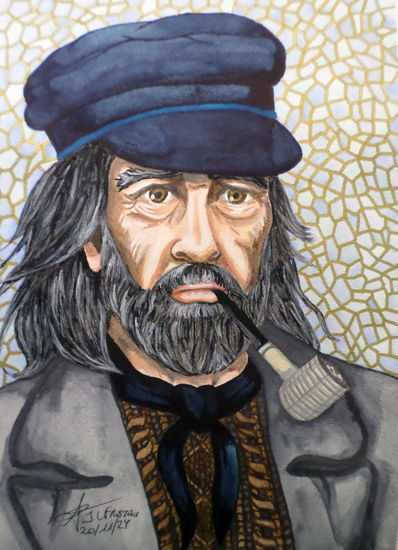 Capitán de su alma Watercolour Paper Portrait