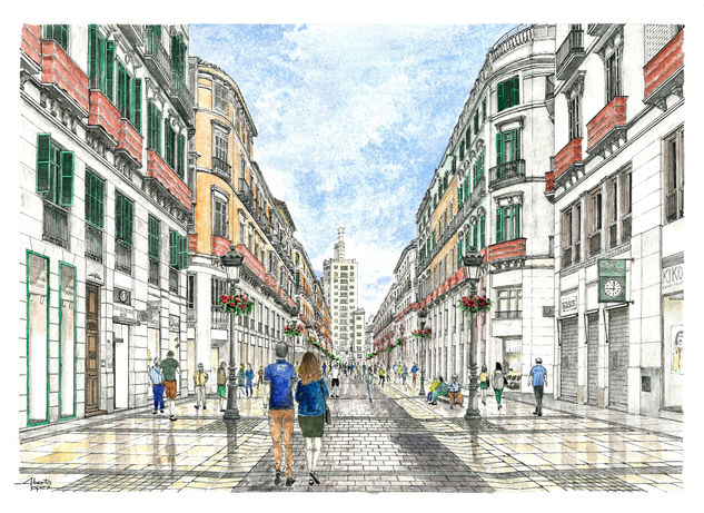 Málaga, calle Larios Mixed Media