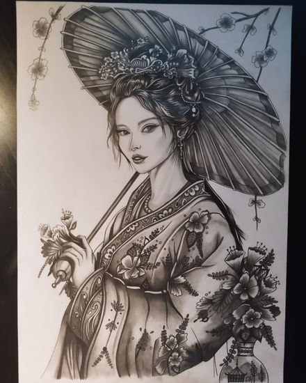 Japonesa paseando. Graphite