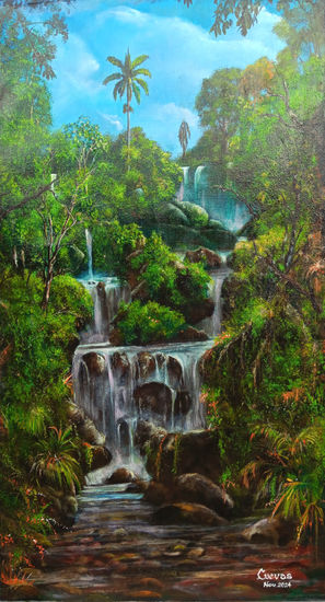 Countryside landscape of the insular Caribbean 2024 Óleo Lienzo Paisaje