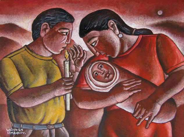 Madre con hijo Oil Canvas Figure Painting