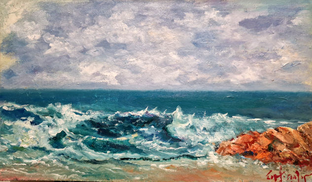 Rincón en Playa la Salsa-Arteixo-A Coruña. Oil Canvas Marine Painting