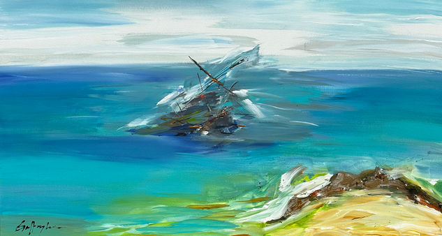 THE SHIPWRECK Acrylic Canvas Marine Painting