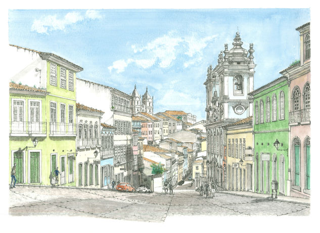 Pelourinho, Salvador de Bahía - Brasil Técnica Mixta