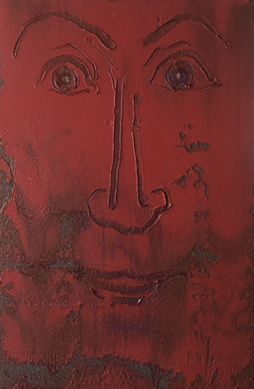 ROSTRO ROJO Oil Panel Figure Painting