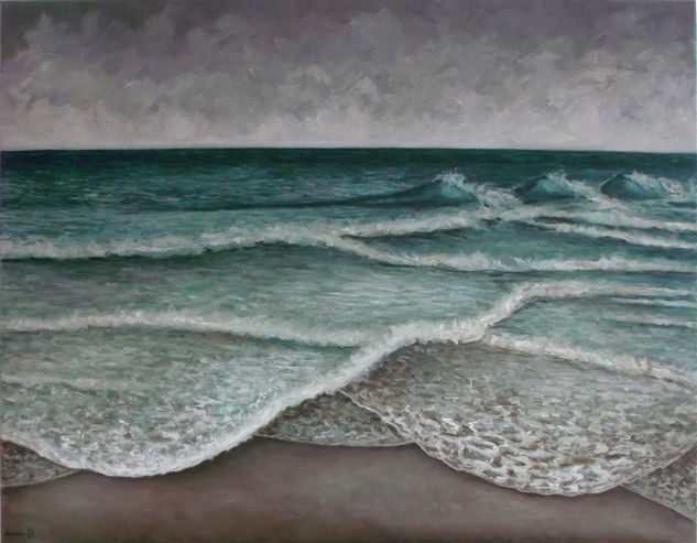 Olas rompiendo en la orilla Oil Canvas Marine Painting