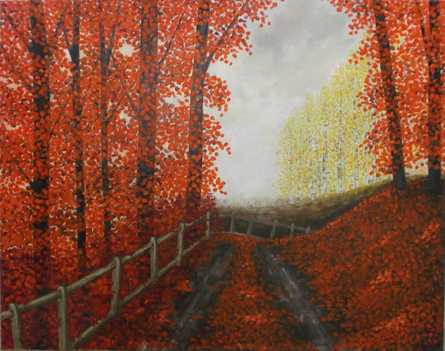 Bosque rojo Oil Canvas Landscaping