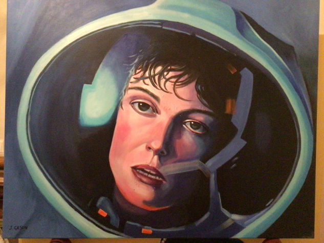 Teniente Ellen Ripley Óleo Lienzo Retrato