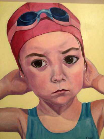 Elena en la piscina Oil Canvas Portrait