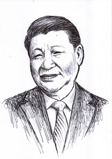 XI JINPING, PRESIDENTE DE CHINA, DIBUJO HONDURAS Ink