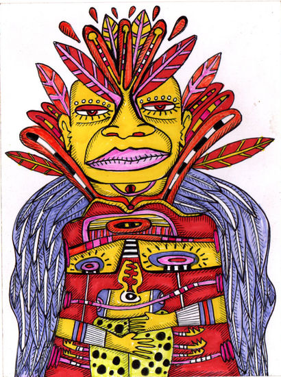 El chaman y su hijo insecto Lápiz