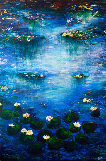 Water lily paradise Mixed media Canvas Landscaping