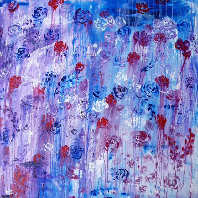 The touch of blue roses
