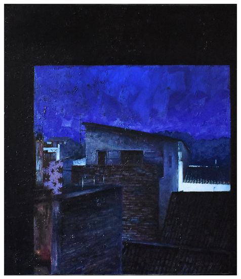 tejado de noche Oil Canvas Landscaping