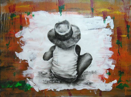 Niño del Verano Mixed media Canvas Figure Painting