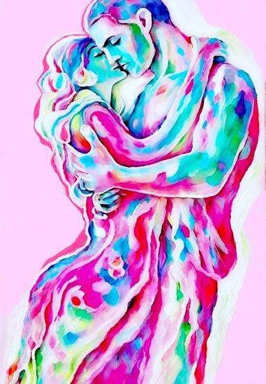 "The Embrace of Being" Acrylic Canvas Figure Painting