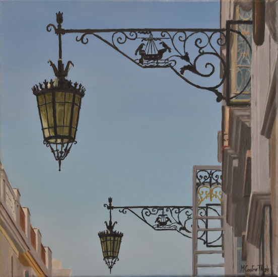 FAROLAS LISBOETAS EN CALLE ANCHA Oil Canvas Landscaping