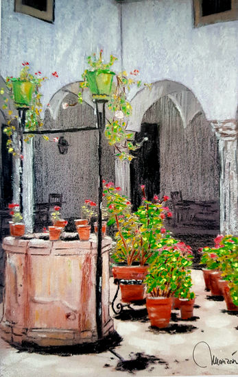 Patio con pozo Mixed Media