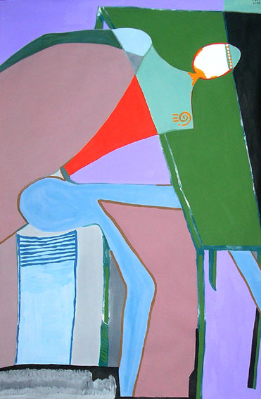 Autorretrato sobre mesa verde.