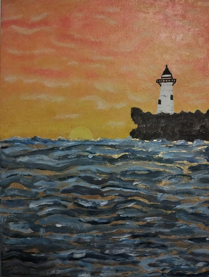 EL VIEJO FARO Acrylic Canvas Marine Painting